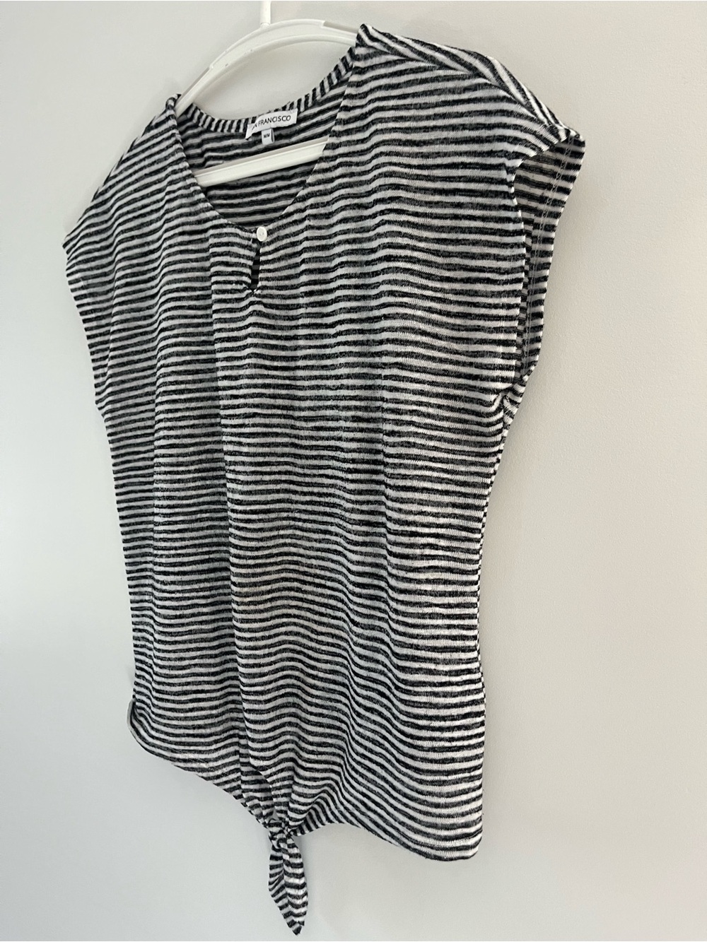 Sanctuary Black & White Striped Tie-Hem Crop Top
